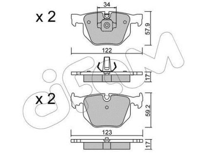 Гальмівні колодки зад. BMW 3(E46)/7(E38)/X5(E53) 94-11 (ATE) (122x58,2x17,3) CIFAM 822-561-0 (фото 1)