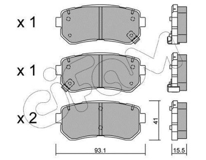 Гальмівні колодки зад. Accent/Ceed/Cerato/Creta/i20 (05-21) CIFAM 822-725-0 (фото 1)