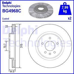 OPEL диск гальмів.задн. Insignia B Delphi BG4968C