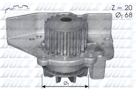 Помпа CITROEN/FIAT/LANCIA/PEUGEOT Xsara/Ulysse/Z(eta)/306 "2,0 "94-05 DOLZ C118