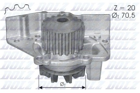 Помпа CITROEN/FIAT/LADA/PEUGEOT/SUZUKI ZX/Scudo/Niva/306/Baleno "1,8-2,0 "87-06 DOLZ C119