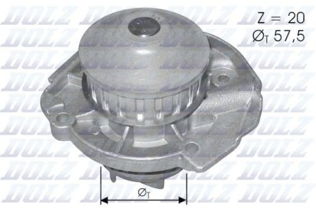 Помпа AUTOBIANCHI/FIAT/LANCIA Y10/Panda/Y10 (Ypsilon) "0,8-1,2 "84-04 DOLZ S161