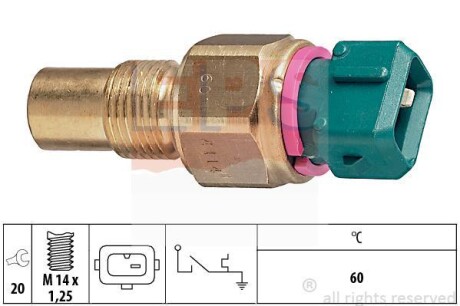 CITROEN датчик температури води Berlingo,Jumper,Jumpy (зел. 60С) EPS 1.840.114