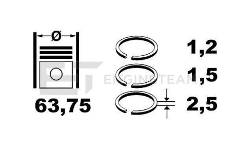 Комплект кілець на поршень ET ENGINETEAM R1000625