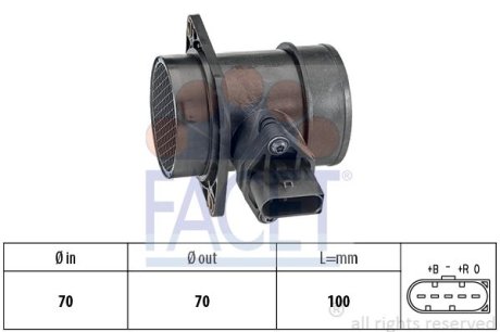 Расходомер воздуха (5 конт.) SKODA SUPERB/VW PASSAT 1.8 00-08 (10.1212) FACET 101212