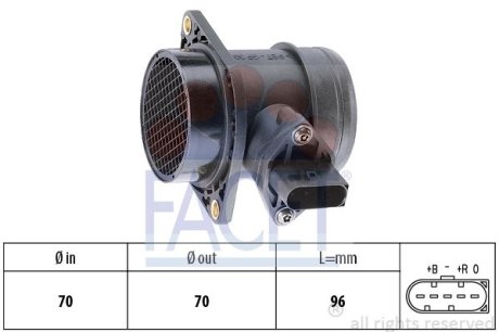 Расходомер воздуха (5 конт.) VW T4/ LT II 1.9D/2.5D 95-06 (L=96) (10.1284) FACET 101284