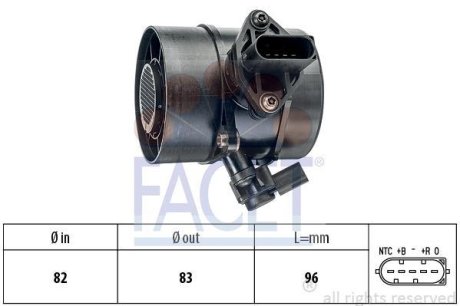 Витратомір повітря MERCEDES C,E-class (W203/W204/W211 2.1-3.2CDI 02-10 FACET 101354