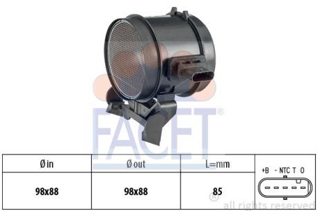 Расходомер воздуха (MAF) Mercedes-Benz C, E, S, GL, Sprinter, Vito (05-) (10.135 FACET 10.1355