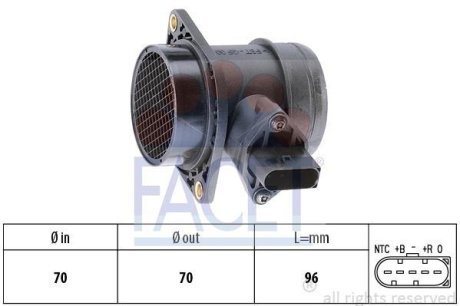 Расходомер воздуха (5 конт.) VW GOLF IV/SKODA OCTAVIA 1.2/1.8/2.0 96-10 (10.1380) FACET 101380