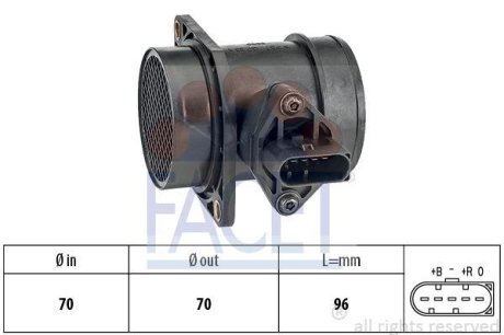 Витратомір повітря (5конт.) AUDI A4/ A6/SKODA OCTAVIA 1.6/1.8T 96-10 FACET 101439