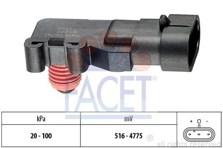 Датчик тиску наддуву (3 конт.) EPICA/NUBIRA/ASTRA/COMBO 1.4-3.5 92- FACET 103011