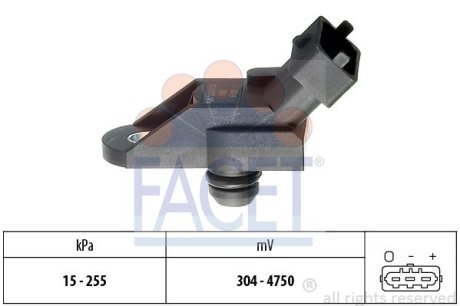 Датчик тиску наддуву Opel Astra G/Omega/Vectra B/Zafira A 1.7-2.2 96-05 FACET 103014