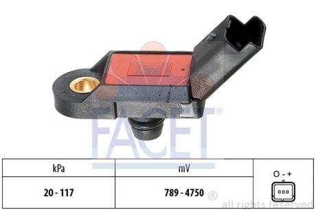 Датчик тиску повітря Citroen C4/C5 / Peugeot 206/307/406/407 1.8-3.0 i 00-> FACET 103056