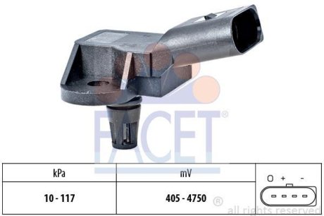 Датчик давления наддува (4 конт.)A4/A6/Q7/FABIA/OCTAVIA 1.2-6.3 03- (10.3157) FACET 103157