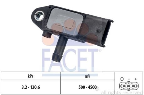 Датчик тиску вихлопних газів AVEO/ASTRA H/J, COMBO, D 1.3D-2.0D 03- FACET 103273