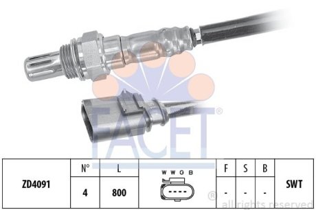 Датчик кислорода (лямбда-зонд) VW Golf/Passat/Tiguan 1.2-2.0 TSI/TDI 12-> (10.8199) FACET 108199 (фото 1)