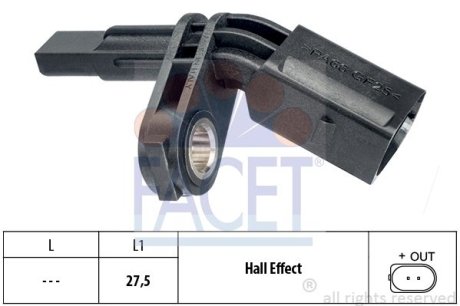 Датчик ABS перед./зад. T5 03- /Caddy 03- перед. Л. (21.0007) FACET 210007