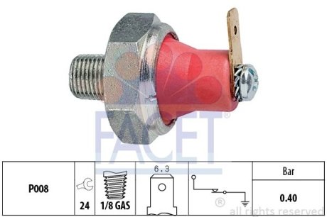 Датчик тиску оливи Mutsubishi Carisma/Colt/Galant/L200/Lancer/Pajero 1.6-2.5 91-15 FACET 70094