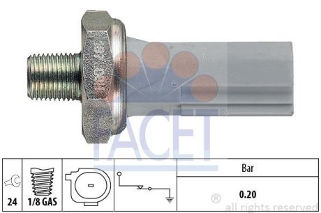 Датчик тиску оливи (0,2bar/1 конт./сірий) Lancer 08-/ASX/Outlander 06-/Smart 07- FACET 70187