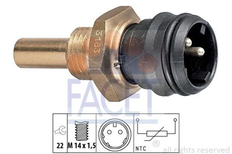 Датчик температуры OM602 (2-фішки) чорний (7.3183) FACET 73183