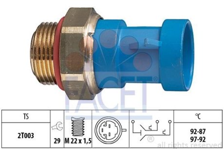 Датчик включения вентилятора Citroen Jumper / Fiat Ducato / Peugeot Boxer 2.0-2.8 i/D/HDi/iDTD/TDI 9 (7.5643) FACET 75643