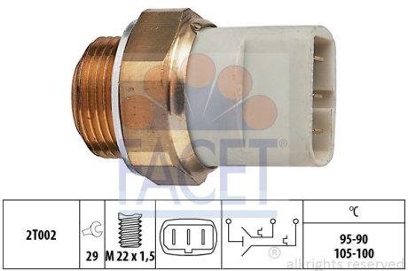 Датчик включения вентилятора Vito OM601 (на радіаторі) (3конт.) (7.5697) FACET 75697