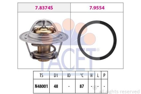 Термостат Ланос 1.5/Авео/Нексия 8V (вставка) FACET 78374