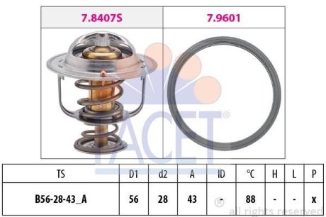 Термостат Mitsubishi Lancer 1.6 (03-08) (7.8408) FACET 78408