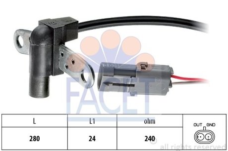 Датчик оборотов коленвала Renault 19,LAGUNA, MEGANE 1.2-2.0 88- (9.0023) FACET 90023