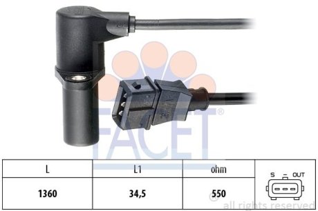 Датчик оборотов коленвала Opel Frontera a 2.4 i (53mwl4) (92-98) (9.0040) FACET 90040