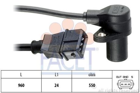 Датчик колінвала BMW 3(E36), 5(E34) 1.6/1.8/1.8LPG 89-00 FACET 90087 (фото 1)