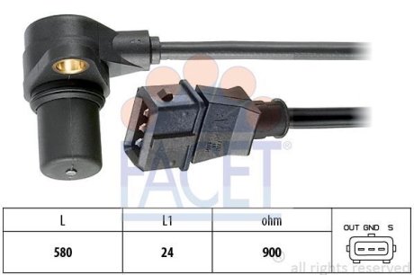 Датчик оборотов коленвала VW Passat 2.8 (96-02) (9.0215) FACET 90215