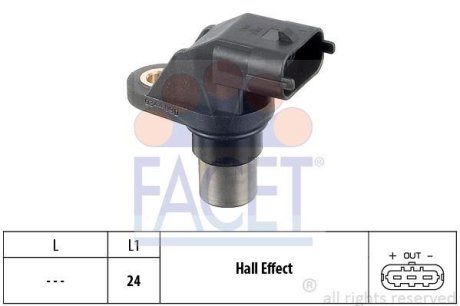 Датчик оборотов коленвала Fiat Punto 1.2 bifuel (07-12) (9.0344) FACET 90344