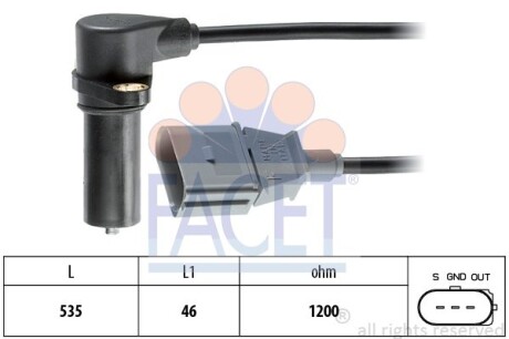 Датчик колінвала Skoda FABIA, OCTAVIA/VW BORA,CADDYII,GOLFIV,POLO 1.9D 95-10 FACET 90391