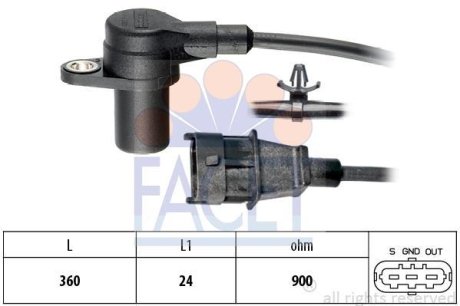 Датчик оборотов коленвала Hyundai Elantra 1.6 crdi (11-15) (9.0564) FACET 90564