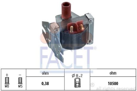 Котушка запалення Mercedes Benz W124/126/140/201 M102/103/116/117/119 79-> FACET 96078