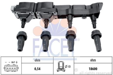 Котушка запалення Citroen Berlingo/ Peugeot 206/307/Partner 1.6 00- FACET 96307