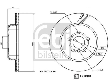 FEBI диск гальм. задн. лів. BMW 3 G20 FEBI BILSTEIN 173008