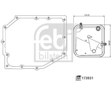 Фільтр масляний АКПП JEEP WRANGLER, LIBERTY 03- з прокладкою (FEBI) FEBI BILSTEIN 173931