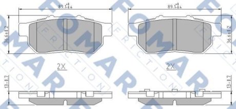 Колодки гальмівні дискові (комплект 4 шт) FOMAR FO 902681 (фото 1)