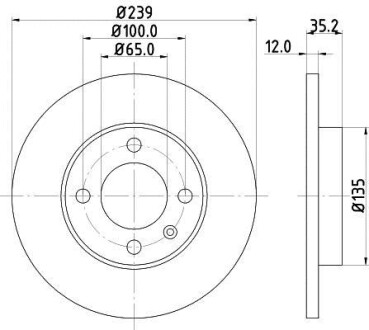 PRO VW Гальмівний диск передн. Audi 80, Golf I,II,III,Passat,Vento HELLA 8DD 355 100-131