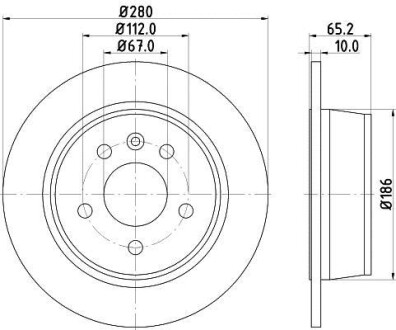 PRO HIGH CARBON DB диск гальмівний задн. Vito 95-03 (280*10) HELLA 8DD 355 104-541