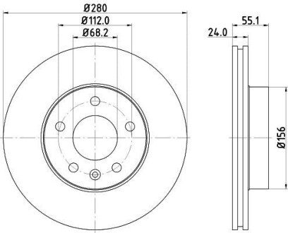 PRO VW диск гальмівний перед. (вентил.) T4 (280*24) HELLA 8DD 355 105-591