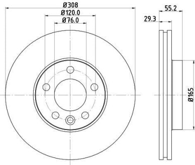 PRO VW диск гальмівний передн. вентил. T5 1.9Tdi 2.5Tdi 2.0i 03-, Touareg HELLA 8DD 355 109-661