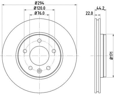 PRO VW гальмівний диск задн.(вентил.) T5 03- (294*21,9) HELLA 8DD 355 109-701