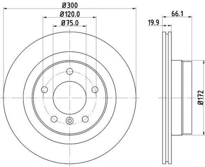 BMW гальмівний диск задн.1 E81,3 90,F30 03- HELLA 8DD 355 111-281