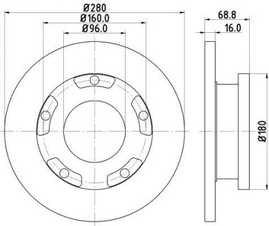 FORD диск гальм. задн. Transit 06- (з кільцем ABS) HELLA 8DD 355 113-811