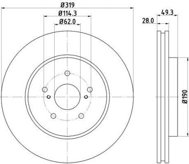 Гальмівний диск перед. Lexus RX 03-08 3.0-3.5 (PRO) HELLA 8DD355114-981