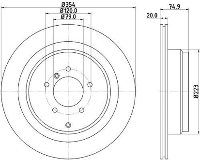 PRO LAND ROVER диск гальмівний задн. Discovery III, Range Rover III 02- HELLA 8DD 355 115-291