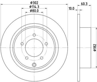 MITSUBISHI гальмівний диск задн.ASX,Outlander II 1.6/2.4 07- HELLA 8DD 355 115-491